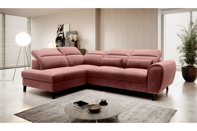 Sovesofa m. Sjeselong Yasmine 3-seter - Rosa - Møbler - Sofaer - Sovesofaer - Langsgående sovesofa