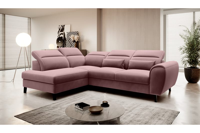 Sovesofa m. Sjeselong Yasmine 3-seter - Rosa - Møbler - Sofaer - Sovesofaer - Langsgående sovesofa