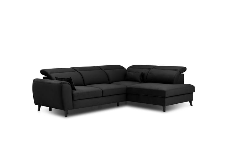 Sovesofa m. Sjeselong Yasmine 3-seter - Svart - Møbler - Sofaer - Sovesofaer - Langsgående sovesofa