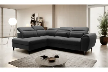 Sovesofa m. Sjeselong Yasmine 3-seter - Svart - Møbler - Sofaer - Sovesofaer - Langsgående sovesofa