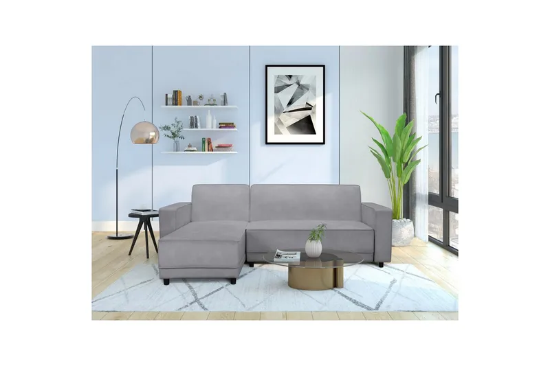 Sovesofa med enkeldivan uten sjeselong Loft24 Sovesofa Allie Ljusgrå,Svart