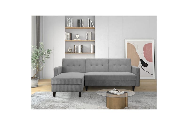 Sovesofa med enkeldivan uten sjeselong Loft24 Sovesofa Hartford II 213x153x82 cm, grå Grå - Møbler - Sofaer - Sovesofaer - Sovesofa divan