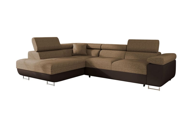 Sovesofa med sjeselong - Brun - Møbler - Sofaer - Sovesofaer - Langsgående sovesofa