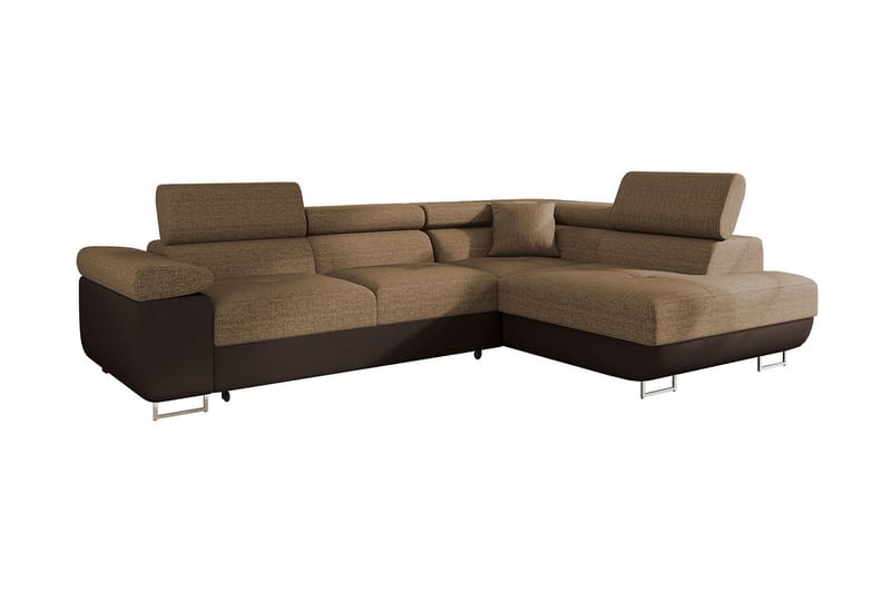 Sovesofa med sjeselong - Brun - Møbler - Sofaer - Sovesofaer - Langsgående sovesofa
