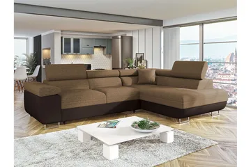 Sovesofa med Sjeselong - Brun - Møbler - Sofaer - Sovesofaer - Langsgående sovesofa