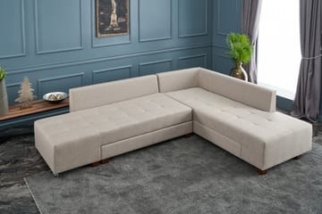 Sovesofa med Sjeselong Cyprus Høyre - Kremhvit/Svart - Møbler - Sofaer - Sovesofaer - Forovervendt sovesofa