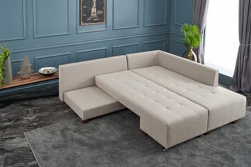 Sovesofa med Sjeselong Cyprus Høyre - Kremhvit/Svart - Møbler - Sofaer - Sovesofaer - Forovervendt sovesofa