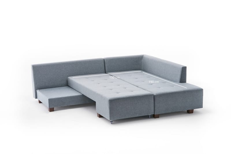 Sovesofa med Sjeselong Cyprus Høyre - Lyseblå/Sort - Møbler - Sofaer - Sovesofaer - Forovervendt sovesofa