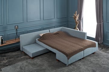 Sovesofa med Sjeselong Cyprus Høyre - Lyseblå/Sort - Møbler - Sofaer - Sovesofaer - Forovervendt sovesofa