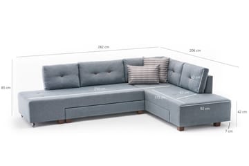 Sovesofa med Sjeselong Cyprus Høyre - Lyseblå/Sort - Møbler - Sofaer - Sovesofaer - Forovervendt sovesofa