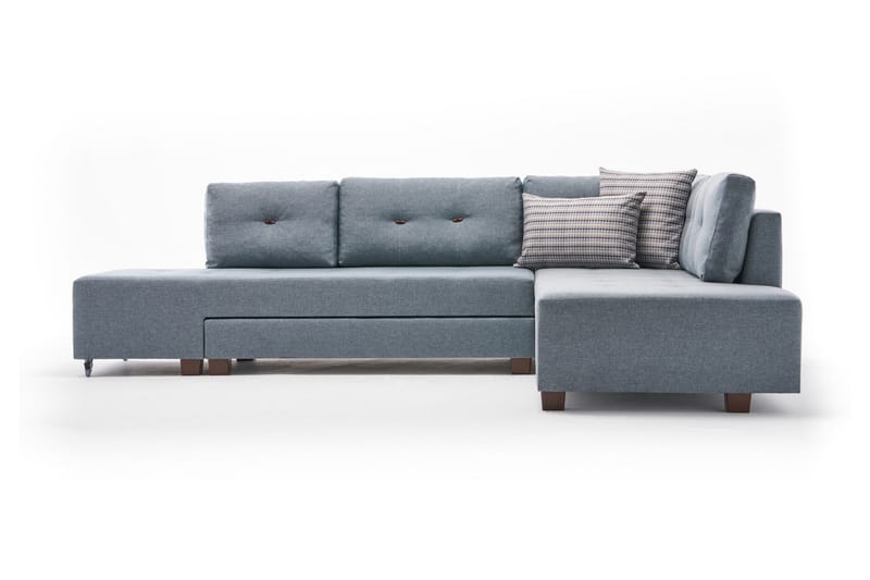 Sovesofa med Sjeselong Cyprus Høyre - Lyseblå/Sort - Møbler - Sofaer - Sovesofaer - Forovervendt sovesofa