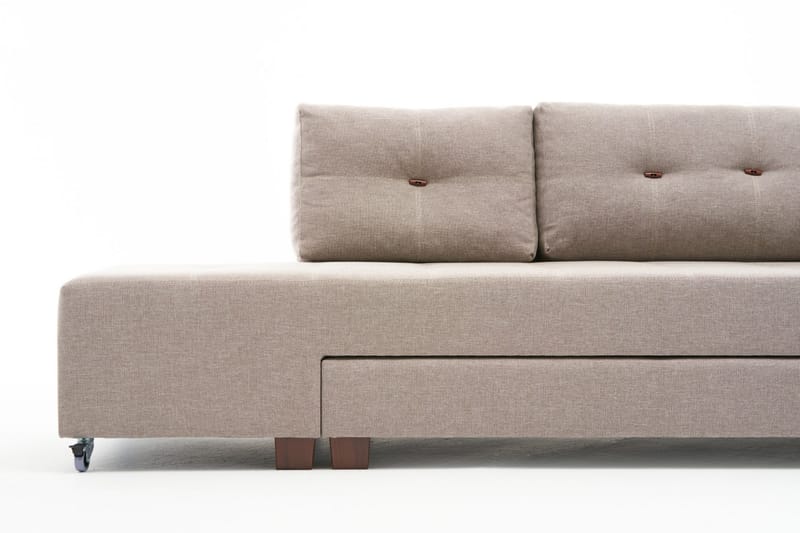 Sovesofa med Sjeselong Cyprus Venstre - Kremhvit/Svart - Møbler - Sofaer - Sovesofaer - Forovervendt sovesofa