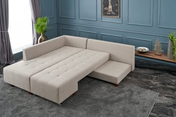 Sovesofa med Sjeselong Cyprus Venstre - Kremhvit/Svart - Møbler - Sofaer - Sovesofaer - Forovervendt sovesofa