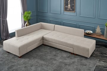 Sovesofa med Sjeselong Cyprus Venstre - Kremhvit/Svart - Møbler - Sofaer - Sovesofaer - Forovervendt sovesofa