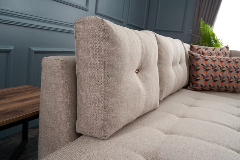 Sovesofa med Sjeselong Cyprus Venstre - Kremhvit/Svart - Møbler - Sofaer - Sovesofaer - Forovervendt sovesofa