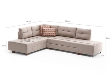 Sovesofa med Sjeselong Cyprus Venstre - Kremhvit/Svart - Møbler - Sofaer - Sovesofaer - Forovervendt sovesofa