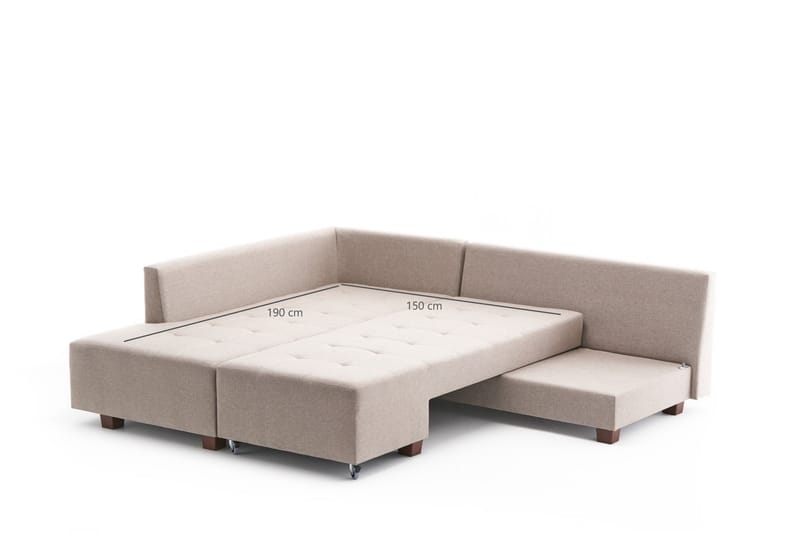 Sovesofa med Sjeselong Cyprus Venstre - Kremhvit/Svart - Møbler - Sofaer - Sovesofaer - Forovervendt sovesofa