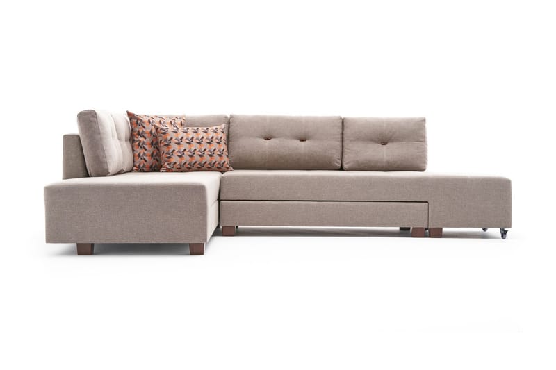 Sovesofa med Sjeselong Cyprus Venstre - Kremhvit/Svart - Møbler - Sofaer - Sovesofaer - Forovervendt sovesofa