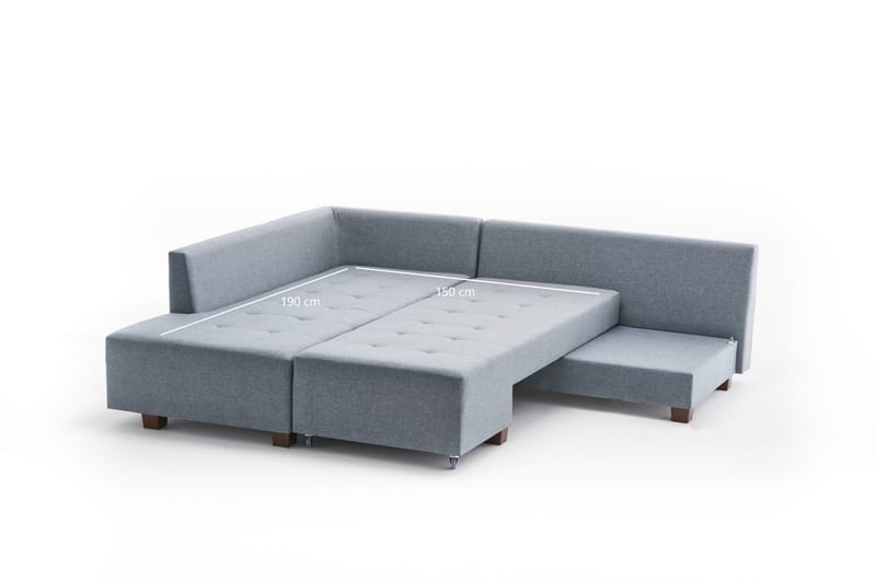 Sovesofa med Sjeselong Cyprus Venstre - Lyseblå/Svart - Møbler - Sofaer - Sovesofaer - Forovervendt sovesofa