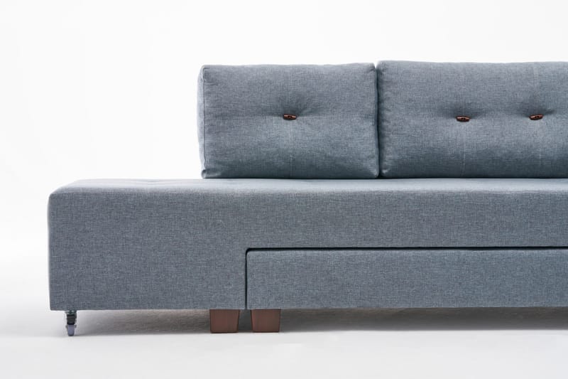 Sovesofa med Sjeselong Cyprus Venstre - Lyseblå/Svart - Møbler - Sofaer - Sovesofaer - Forovervendt sovesofa