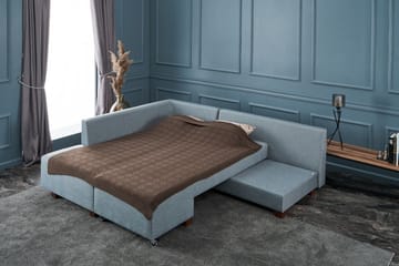 Sovesofa med Sjeselong Cyprus Venstre - Lyseblå/Svart - Møbler - Sofaer - Sovesofaer - Forovervendt sovesofa