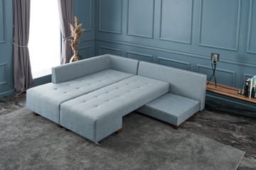 Sovesofa med Sjeselong Cyprus Venstre - Lyseblå/Svart - Møbler - Sofaer - Sovesofaer - Forovervendt sovesofa