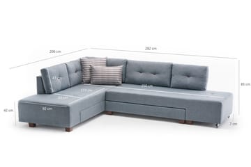 Sovesofa med Sjeselong Cyprus Venstre - Lyseblå/Svart - Møbler - Sofaer - Sovesofaer - Forovervendt sovesofa