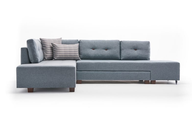 Sovesofa med Sjeselong Cyprus Venstre - Lyseblå/Svart - Møbler - Sofaer - Sovesofaer - Forovervendt sovesofa