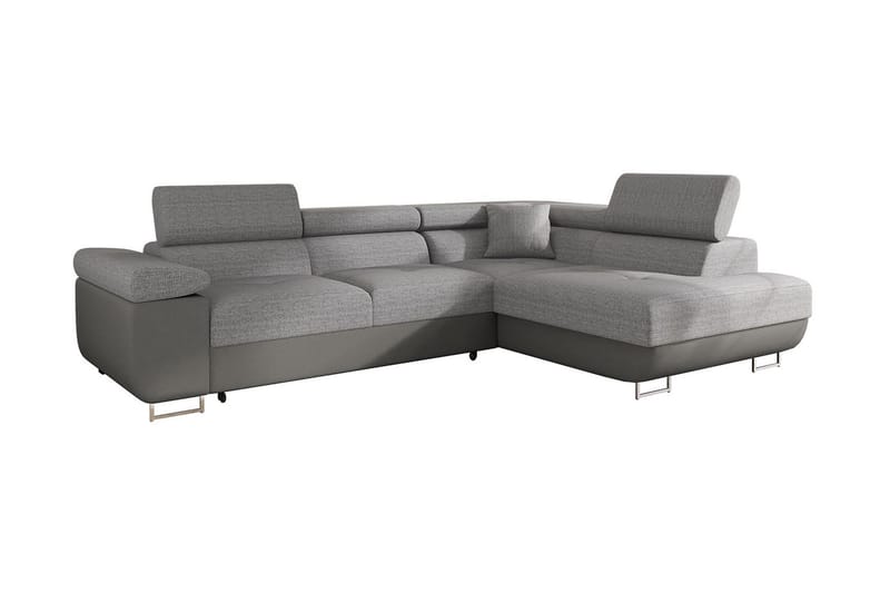 Sovesofa med sjeselong - Grå - Møbler - Sofaer - Sovesofaer - Langsgående sovesofa