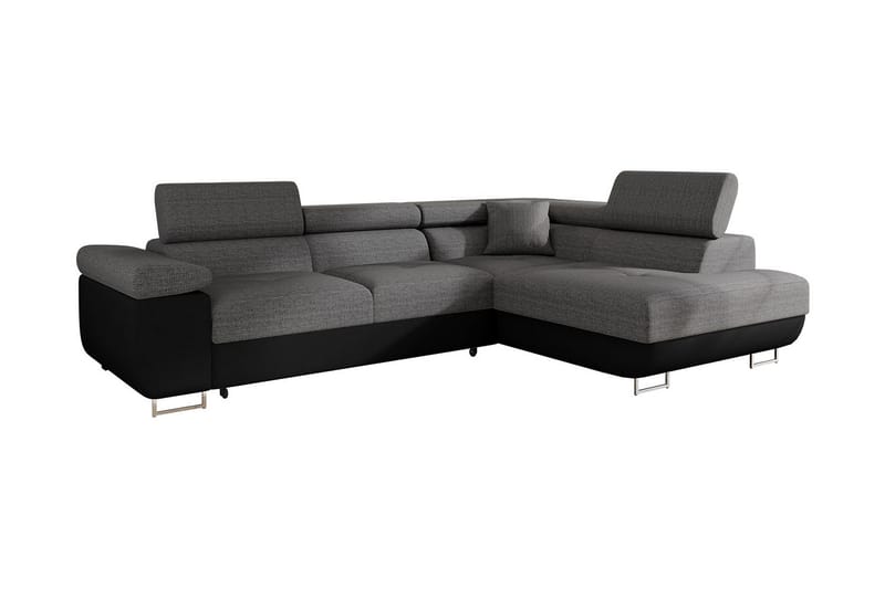 Sovesofa med sjeselong - Grå - Møbler - Sofaer - Sovesofaer - Langsgående sovesofa