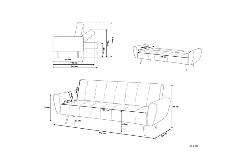 Sovesofa Selnes - Beige, kobber - Møbler - Sofaer - Sovesofaer - 3 seters sovesofa