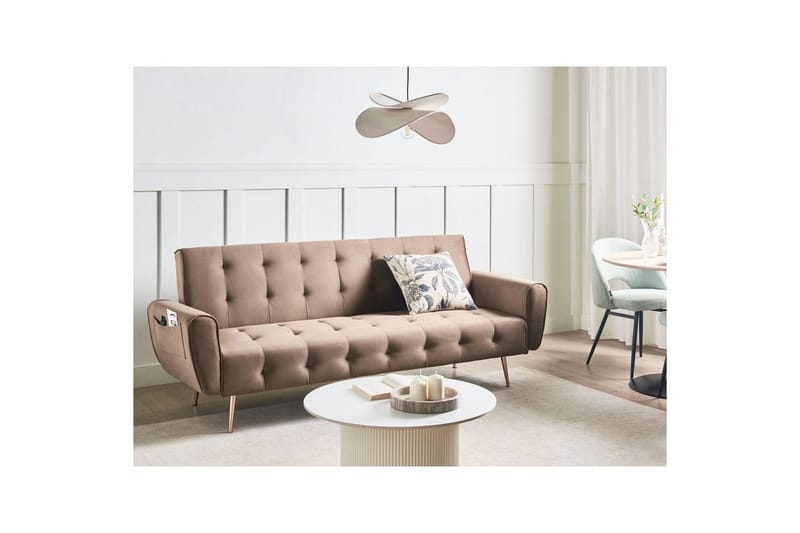 Sovesofa Selnes - Brun, kobber - Møbler - Sofaer - Sovesofaer - 3 seters sovesofa