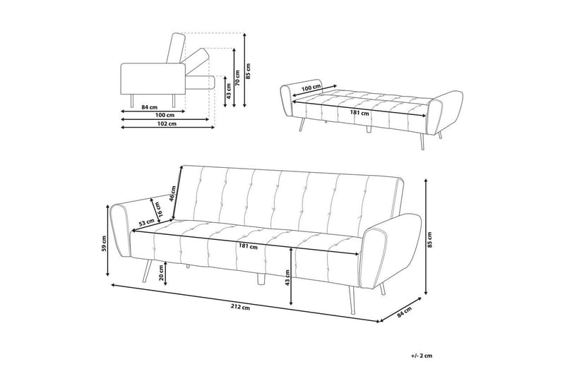 Sovesofa Selnes - Grå, kobber - Møbler - Sofaer - Sovesofaer - 3 seters sovesofa
