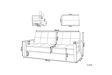 Sovesofa Tjorn - Beige, mørkt tre, 185x110 cm - Møbler - Sofaer - Sovesofaer - 3 seters sovesofa