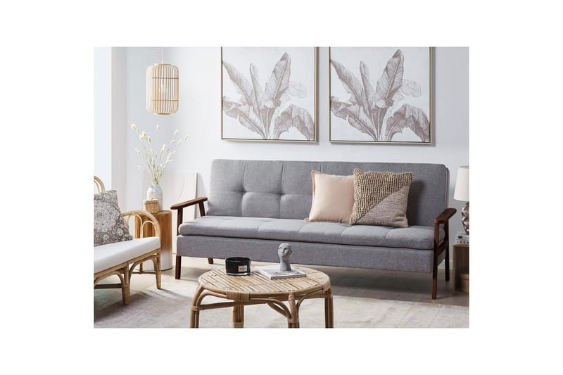Sovesofa Tjorn - Lys grå, mørkt tre, 185x110 cm - Møbler - Sofaer - Sovesofaer - 3 seters sovesofa