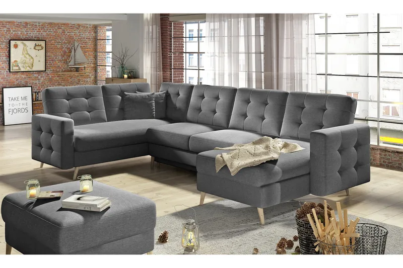 Deadra Sovesofa med Dobbeldivan, Grå