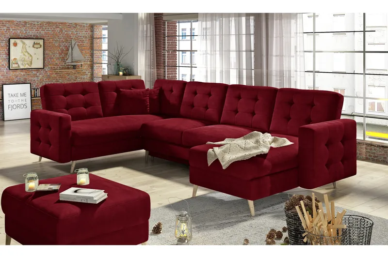 Deadra Sovesofa med Dobbeldivan, Rød