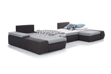 Jurtiga 4-seters U-formet Sovesofa 122x297 cm med Oppbevaring i Stoff - Grå - Møbler - Sofaer - Sovesofaer - U sovesofa