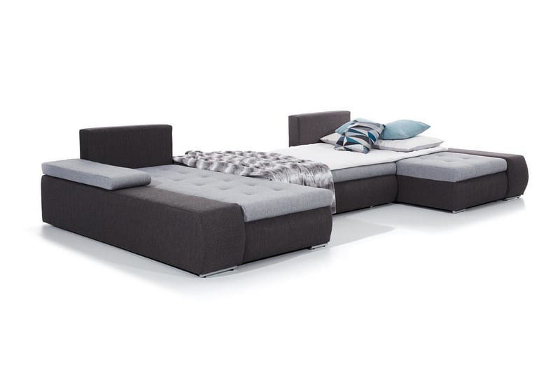 Jurtiga 4-seters U-formet Sovesofa 122x297 cm med Oppbevaring i Stoff - Grå - Møbler - Sofaer - Sovesofaer - U sovesofa