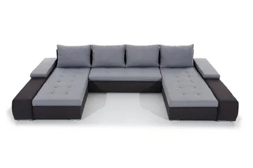 Jurtiga 4-seters U-formet Sovesofa 122x297 cm med Oppbevaring i Stoff - Grå - Møbler - Sofaer - Sovesofaer - U sovesofa