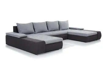 Jurtiga 4-seters U-formet Sovesofa 122x297 cm med Oppbevaring i Stoff - Grå - Møbler - Sofaer - Sovesofaer - U sovesofa