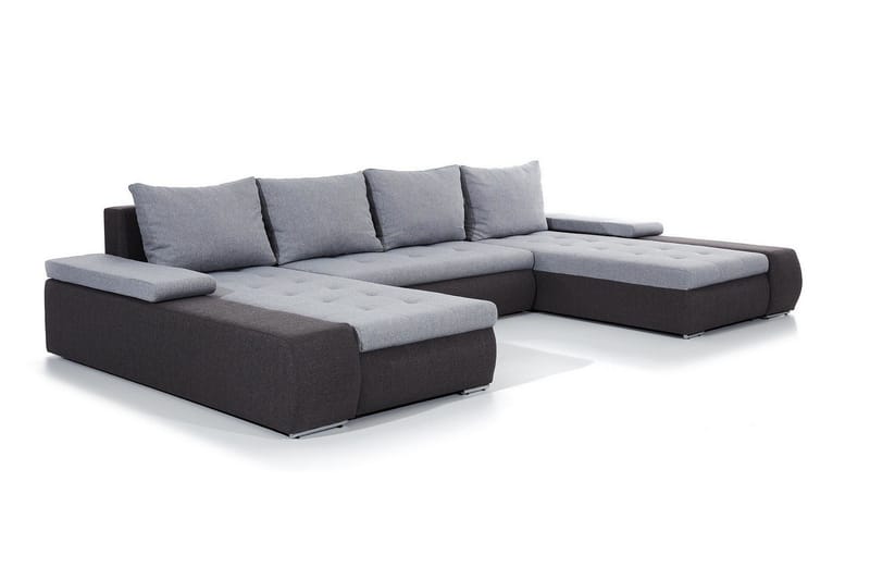 Jurtiga 4-seters U-formet Sovesofa 122x297 cm med Oppbevaring i Stoff - Grå - Møbler - Sofaer - Sovesofaer - U sovesofa