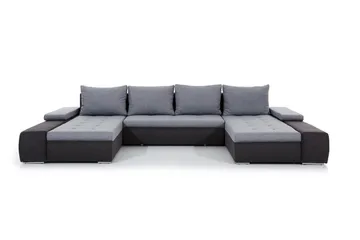 Jurtiga 4-seters U-formet Sovesofa 122x297 cm med Oppbevaring i Stoff - Grå - Møbler - Sofaer - Sovesofaer - U sovesofa