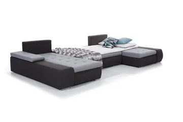 Jurtiga 4-seters U-formet Sovesofa 122x297 cm med Oppbevaring i Stoff - Grå - Møbler - Sofaer - Sovesofaer - U sovesofa