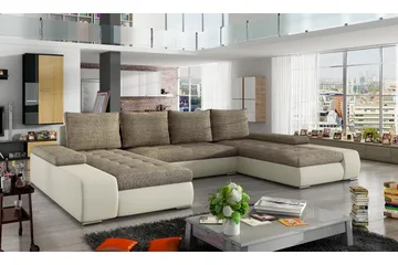 Jurtiga Sovesofa med Dobbeldivan - Beige - Møbler - Sofaer - Sovesofaer - U sovesofa