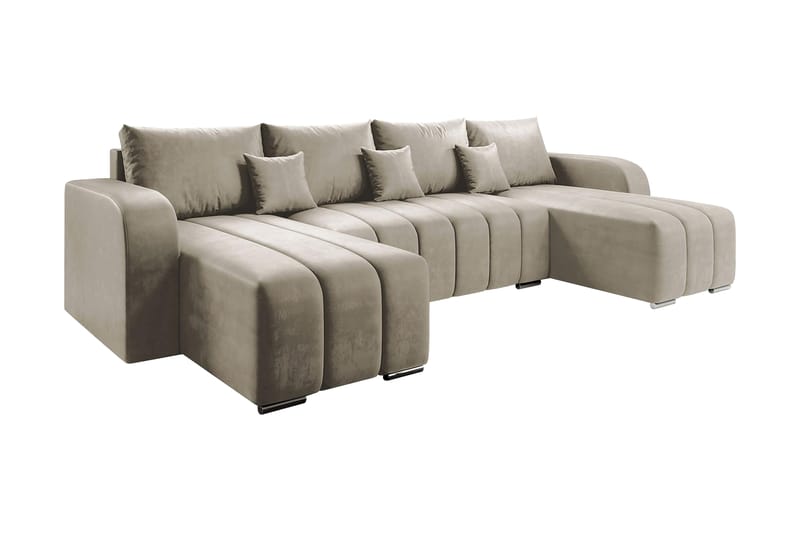 Picazo 8-seters Sovesofa Venstre - Beige - Sovesofa divan - U sovesofa - Fløyelssofaer