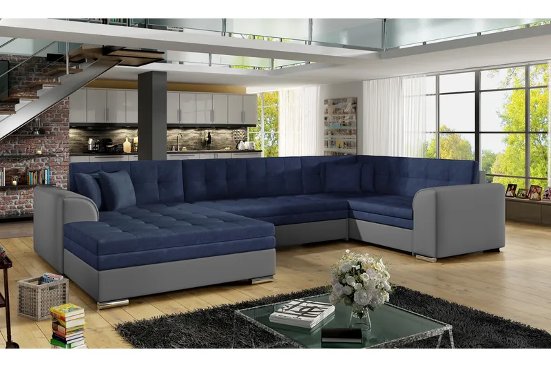 Rineta Sovesofa med Dobbeldivan, Blå/Grå