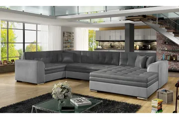 Rineta Sovesofa med Dobbeldivan - Grå - Møbler - Sofaer - Sovesofaer - U sovesofa