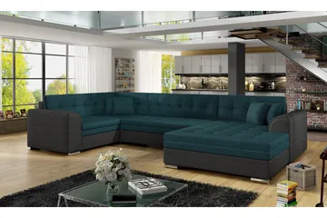 Rineta Sovesofa med Dobbeldivan - Grønn/Grå - Møbler - Sofaer - Sovesofaer - U sovesofa