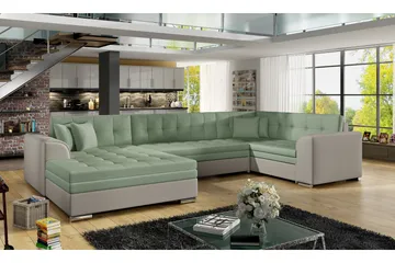 Rineta Sovesofa med Dobbeldivan - Grønn/Grå - Møbler - Sofaer - Sovesofaer - U sovesofa